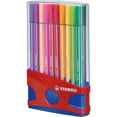 STABILO Penna fibra Pen 68 1mm 6820-04 20 pz., Color box rosso/blu