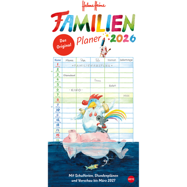HEYE Familienplaner H. Heine 2026 1586+26 1M/1S DE 5 Spalten 21x45cm