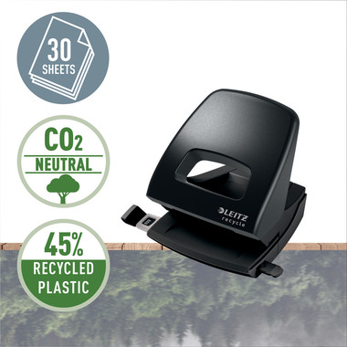 LEITZ Locher NeXXt Recycle 5003-00-95 schwarz, CO2 neutral 30 Blatt