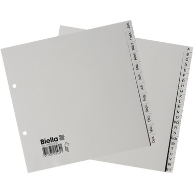 BIELLA Register PP A4 1/2 H. 19642400U grau A-Z 24-teilig