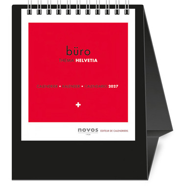 NOVOS Tischkalender Helvetia 2027 501050 1M/1S schwarz ML 11.5x14cm