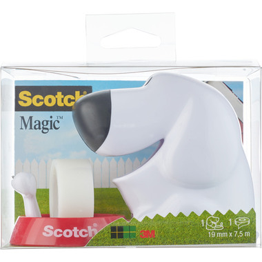 SCOTCH Dispenser Hund weiss C31 inkl.1 Rol.Magic 810 19mmx7.5m