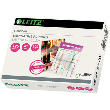 LEITZ Laminiertasche A7 33805 glanz, 125my 100 Stück