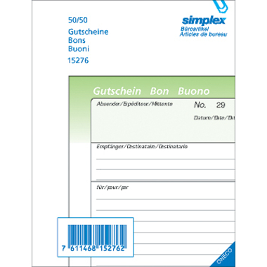 SIMPLEX Buono A6 15278 D/F/I 50x3 fogli