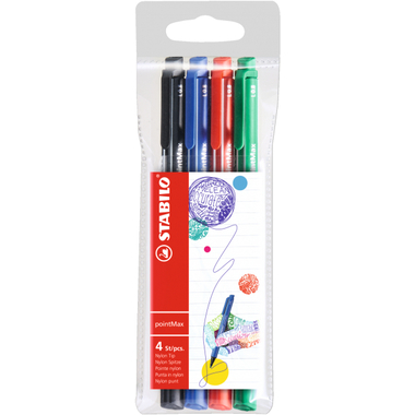 STABILO Fineliner PointMax 0.8mm 488/4 4 Farben