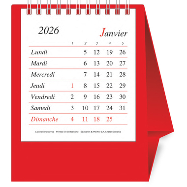 NOVOS Calendario Pro Bristol F. 2026 508011 1M/1P rosso FR 11.5x14cm