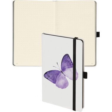 BIELLA Carnet Kompagnon White Trend 5845337422U Butterfly, pointé 12.5x19.5cm
