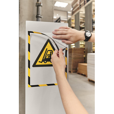 MAGNETOPLAN Magnetrahmen magnetofix A4 1131442 SAFETY, gelb/schwarz 5 Stück