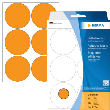 HERMA Etiketten rund 50mm 2284 orange 144 Stück