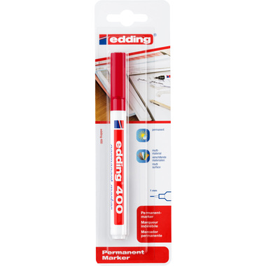 EDDING Permanent Marker 400 1mm 400BLI-2 rot Blister