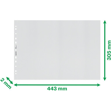 LEITZ Zeigetaschen PP Recycle A3 4019-00-03 transparent, 100my 25 Stück
