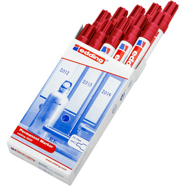 EDDING Permanent Marker 3000 1.5-3mm 3000-2 rot, 10 Stück