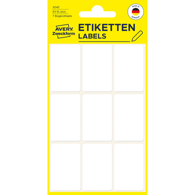 AVERY ZWECKFORM Etiketten 38×24mm 3045 weiss 63 Stück