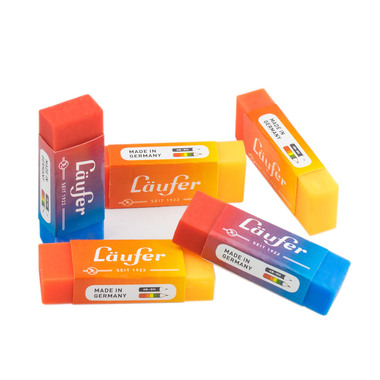 LÄUFER Plast-Radierer 65x21x12mm 12005 farbig ass.