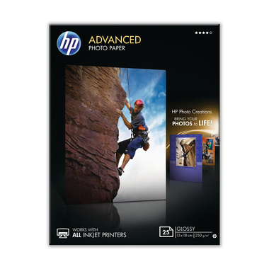 HP Advanced Glossy Photo 13x18cm Q8696A InkJet 250g, borderl. 25 fogli