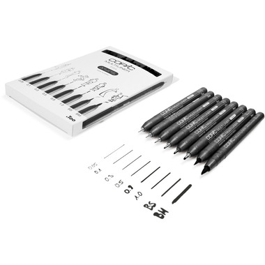 COPIC Multiliner 2207510 Set schwarz, 8 Stück