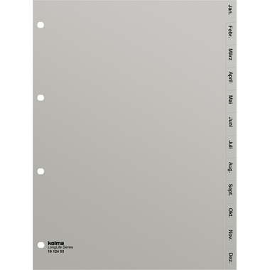 KOLMA Register LongLife A4 19.124.03 grau Jan-Dez DE