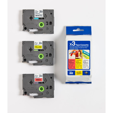 PTOUCH Bänder TZ-231/TZ-431/TZ-631 TZe-31M3 weiss/rot/gelb 12 mm