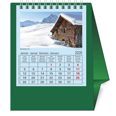 NOVOS Tischkalender Natura 2026 997083 1M/1S dunkelgrün ML 11.5x14cm