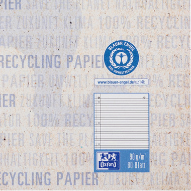 OXFORD Collegeblock Recycling A4 400159370 blau, liniert 80 Blatt