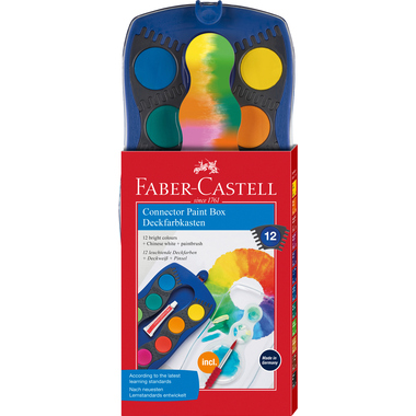 FABER-CASTELL Boîte de peinture 12 couleurs 125001 bleu