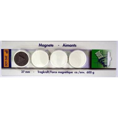 BÜROLINE Magnet 37 mm 392630 weiss 4 Stück