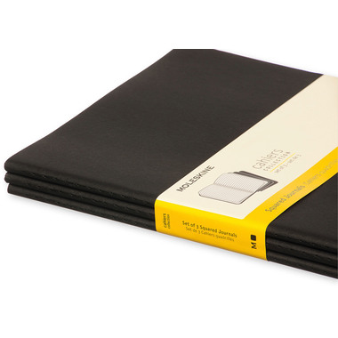 MOLESKINE Notizheft Cahier XL 25x19cm 705021 kariert, schwarz 3 Stück