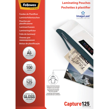 FELLOWES Laminiertasche A5 5307302 glanz, 125my 100 Stk