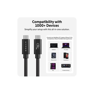 HYPER Câble USB4 Performance USB-C - USB-C 1.2 m
