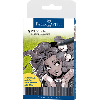 FABER-CASTELL Pitt Artist Pen Manga Basic 167107 grau 8 Stück