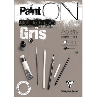 CLAIREFONTAINE Paint'On Fgekörnt A5 975808C Grau 30 Blatt
