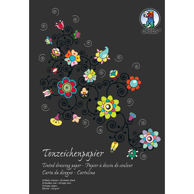 URSUS Tonzeichenpapier-Block A4 2134690SE 130g, schwarz 20 Blatt