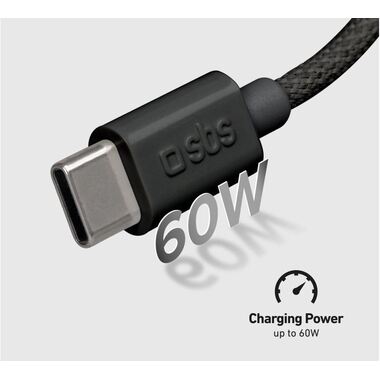 Fabric cable Type-C a Type-C, 60W, 1,5m, grey