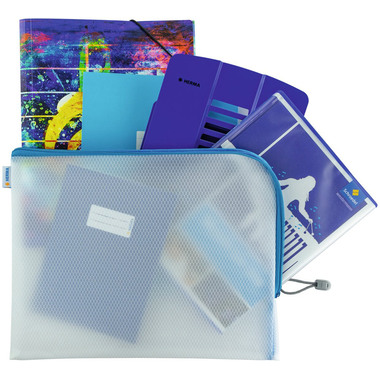 HERMA Tasca documenti con zip A4 20015 blu, 36x28cm