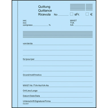 FAVORIT Quittungen A6 8094 OK rot/weiss,D/F/I,durchschreib.