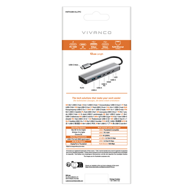 Hub USB-C 6in1, HDMI 4K, RJ45, Thunderbolt 3 | Vivanco