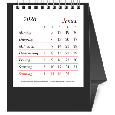 NOVOS Calendario Pro Bristol D. 2026 509056 1M/1P nero DE 11.5x14cm