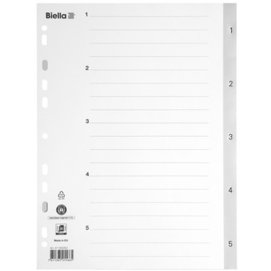 BIELLA Separatori PP A4 47140500U grigio 1-5
