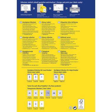 AVERY ZWECKFORM Etiquettes 99,1x67,7mm L7765-40 blanc, glossy 320 pcs.