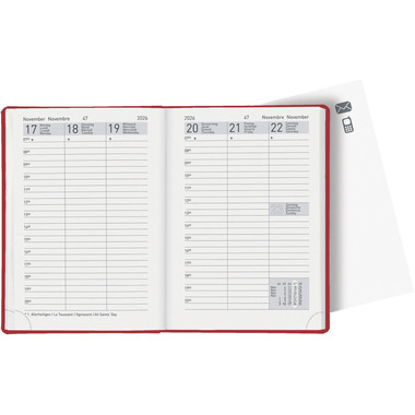 BIELLA Taschenagenda Rex 2026 825301450026U 1W/2S rot ML 10.1x14.2cm