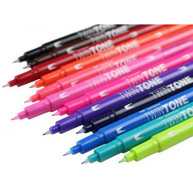TOMBOW Stylo Fibre TwinTone Marker WS-PK-12P-1 clair 12 pcs.