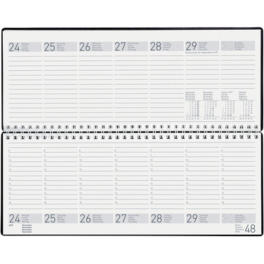 BIELLA Pultkalender Seplana 2027 888374050027U 1W/2S blau ML 29.8x11.7cm