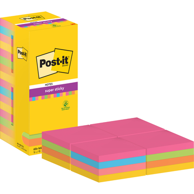 POST-IT Super Sticky Tower 76x76mm 654-16SS-COL farbig 16x90 Blatt