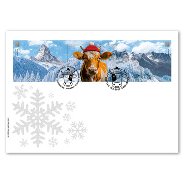 Enveloppe spéciale Crypto Stamp CHLI 2.0, Orange Timbres isolés (2 timbres, valeur d'affranchissement CHF 17.00) sur enveloppe spéciale C5, oblitéré