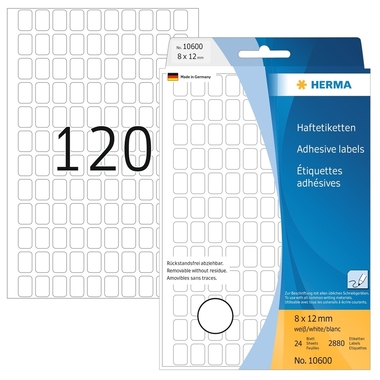 HERMA Etiquettes Amovibles 8×12mm 10600 blanc, non perm. 3840 pcs.