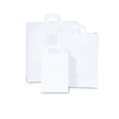 Sac en papier avec anse plate en blanc 320x140x420mm