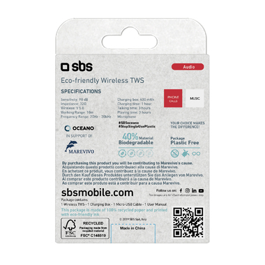 Écouteurs sans fil eco-friendly avec boîtier de recharge