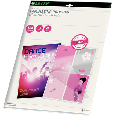 LEITZ Pochettes à plastifier A3 33836 brillant, 125my 25 pièces