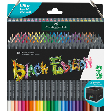 FABER-CASTELL Crayons de couleur Black Edit 116411 étui en carton 100er