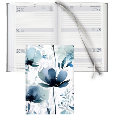 BIELLA Agenda Dispo Term 2027 808543750027U 1S/2P Blue Flower 14.5x20.5cm